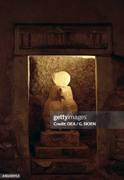 Thoth as a baboon, sculpture, necropolis of Khmun , Tuna el-Gebel, Egypt. Egyptian civilisation, Ptolemaic Kingdom.