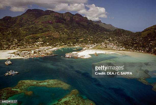View of Victoria, Mahe Island, Seychelles.