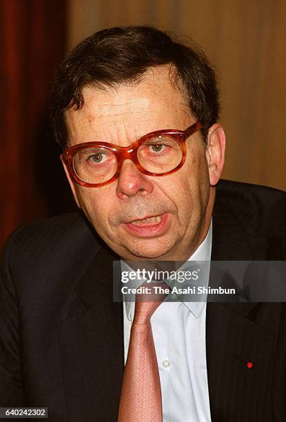 Renault Chairman Louis Schweitzer speaks during the Asahi Shimbun interview at Keidanren Kaikan on March 27, 1999 in Tokyo, Japan.