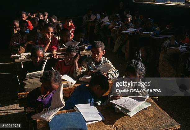 Children at their school desks, Gondar, Ethiopia.