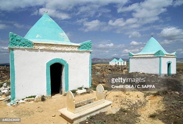 Marabout tombs in a cemetery near Tasslemt, Algeria.