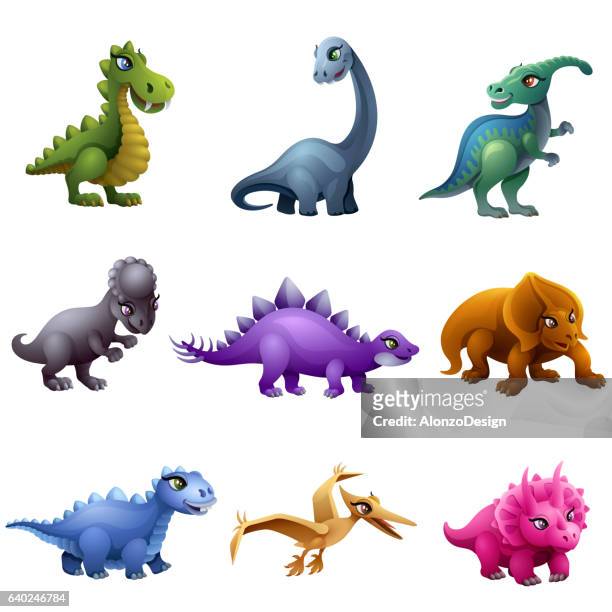 dinosaurier-charaktere - dinosaur stock-grafiken, -clipart, -cartoons und -symbole