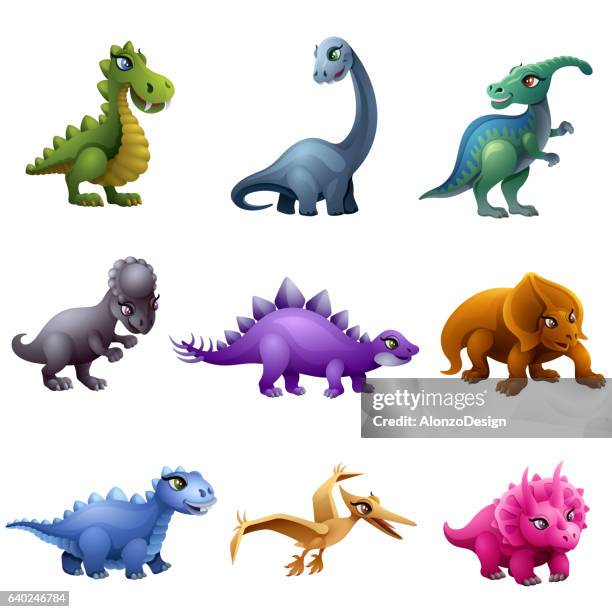 stockillustraties, clipart, cartoons en iconen met dinosaur characters - triceratops