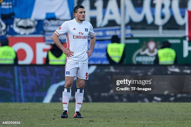 Kyriakos Papadopoulos of Hamburger looks on during the Bundesliga match between FC Ingolstadt 04 and Hamburger SV at Audi Sportpark on January 28,...