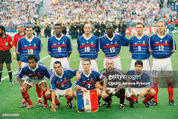 Soccer World Cup. France vs. Brazil. The Final. French team line-up before the start of the match. | Location: Saint Denis, France.