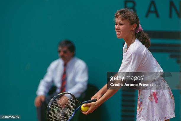 Swiss tennis Player Martina Hingis during the 1993 French Open at Roland Garros.
