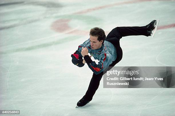 Canadian figure skater Kurt Browning performs at 1991 Trophee Lalique.