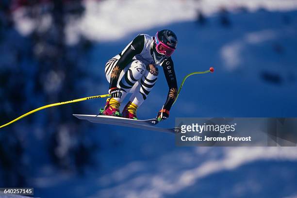 Katja Seizinger from Germany during the women's downhill of the 1994 Winter Olympics.