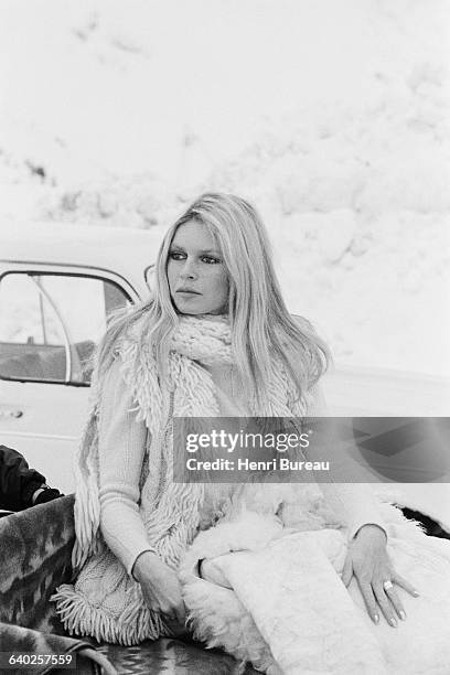 French actress, singer and sex symbol Brigitte Bardot in Avoriaz.