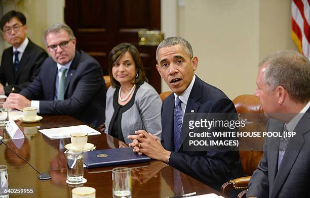 President Barack Obama meets with business leaders from across the country and around the world to discuss the importance of investing in and...