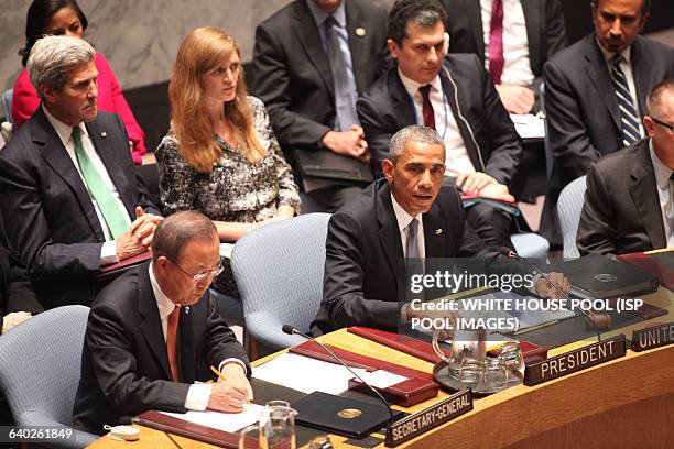 September 24 New York, NY, USA: President Barack Obama chairs United Nations Security Council summit on foreign terrorist fighters at the United...