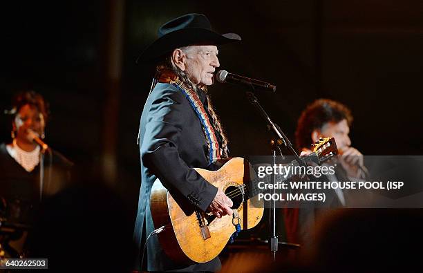 Singer Willie Nelson performs at "A Salute to the Troops: In Performance at the White House" concert on the South Lawn November 6, 2014 in...