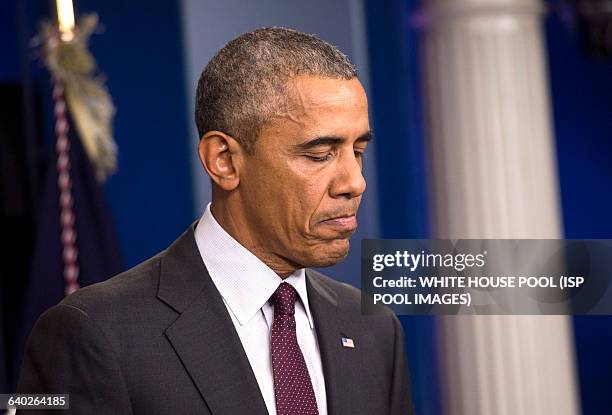 President Barack Obama speaks on the shooting at Oregon's Umpqua Community College, at the White House in Washington, D.C. On October 1, 2015....