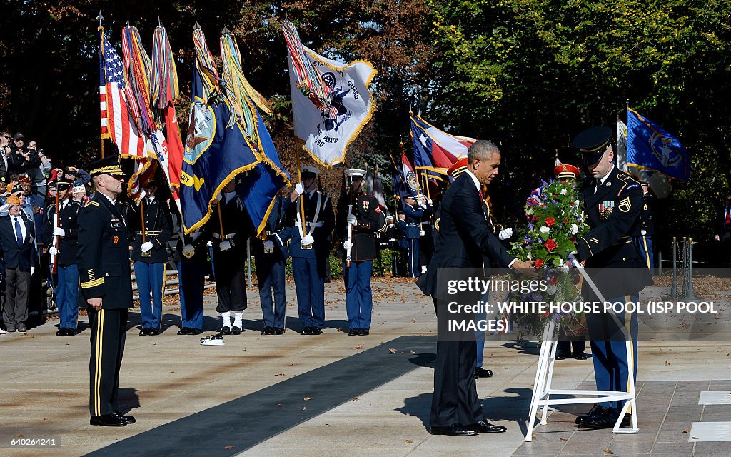 President Obama lays a wreath at the Tomb of the Unknown Soldier -DC