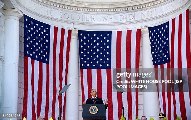 President Barack Obama speaks at Arlington National Cemetery, November 11 , 2015 in Arlington, Virginia. President Barack Obama visits Arlington...