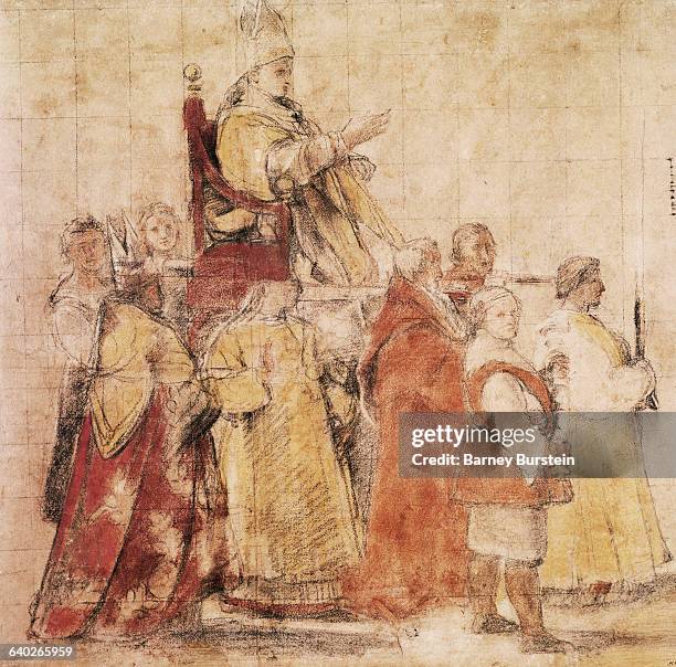 Pope Sylvester I Carried in the Sedia Gestatoria, with His Retinue by Raphael, circa 1500.