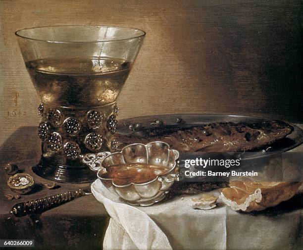 Still Life with a Silver Brandy Bowl by Pieter Claesz, circa 1642.