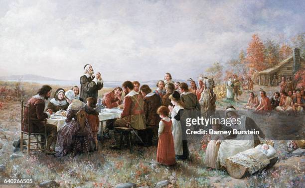 The First Thanksgiving by Jennie Augusta Brownscombe