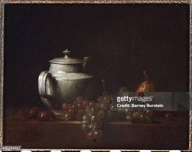 Still Life with Tea Pot, Grapes, Chestnuts, and a Pear by Jean Baptiste Simeon Chardin