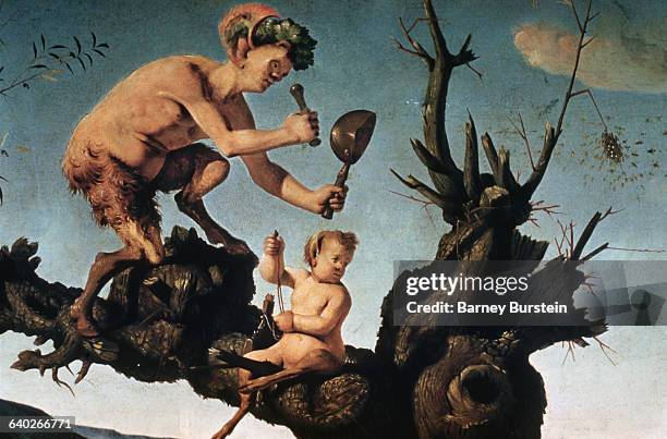 Detail Showing Satyrs in Tree with Beehive from The Discovery of Honey by Bacchus by Piero di Cosimo