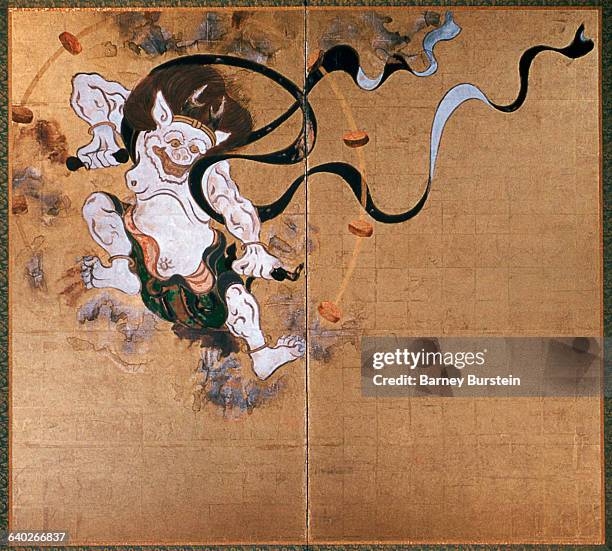 Detail of Raijin, the God of Thunder from Fujin Raijin Byobu by Sotatsu