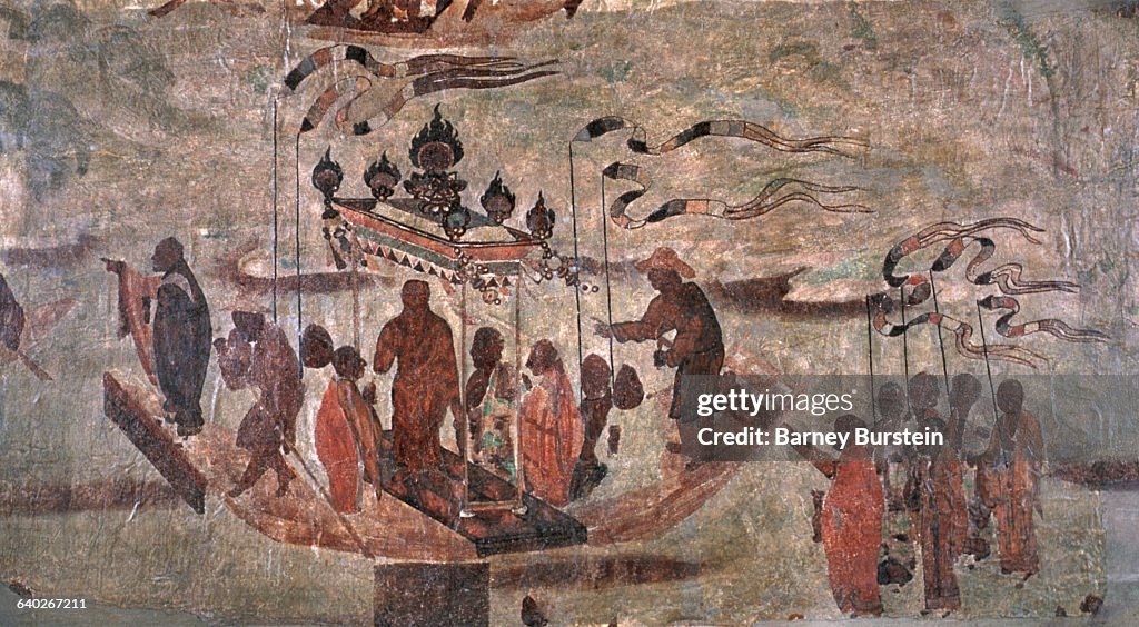 Tang Dynasty Fresco Painting of Transporting the Golden Image of Buddha