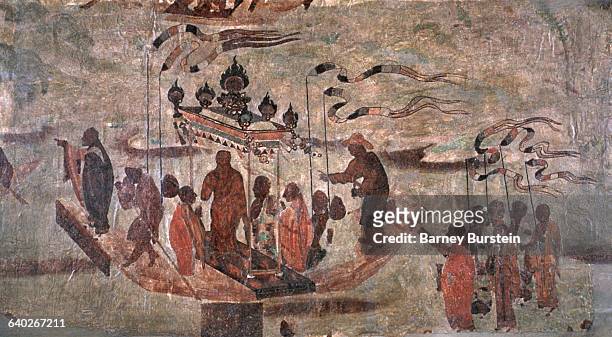 Tang Dynasty Fresco Painting of Transporting the Golden Image of Buddha