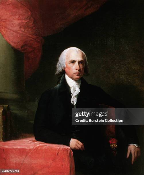 Presidential portrait of James Madison , the fourth president of the U.S. From 1809-1817. | Located in: Bowdoin College Museum of Art.