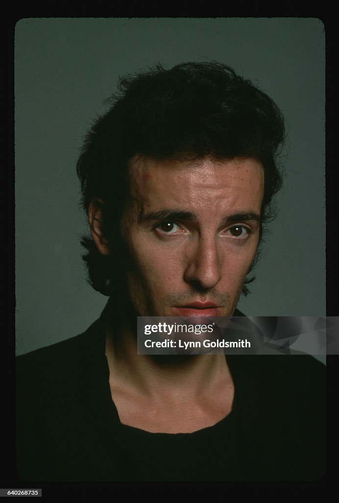 Springsteen Face Bruce Springsteen is shown in a head and shoulders studio portrait ...