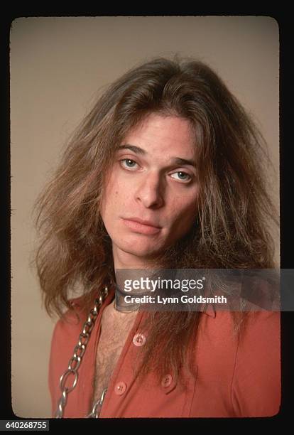 David Lee Roth wears a devil-may-care facial expression in this studio portrait. Undated.