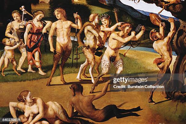 Detail of Satyrs and Maenads from The Discovery of Honey by Bacchus by Piero di Cosimo, circa 1499.