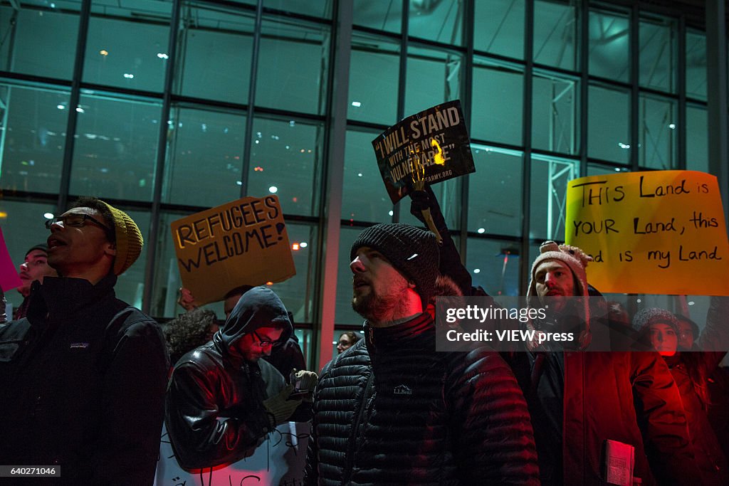 Protestors Rally At JFK Airport Against Muslim Immigration Ban