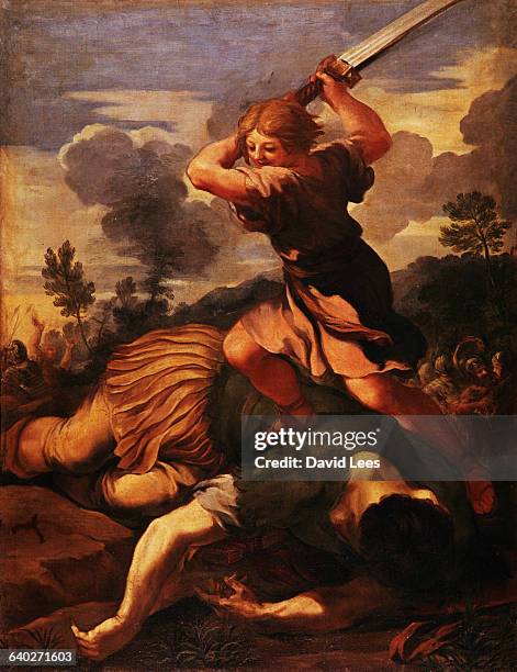 Depiction of David slaying Goliath by Pietro da Cortona. | Located in: Italy, circa 1600.