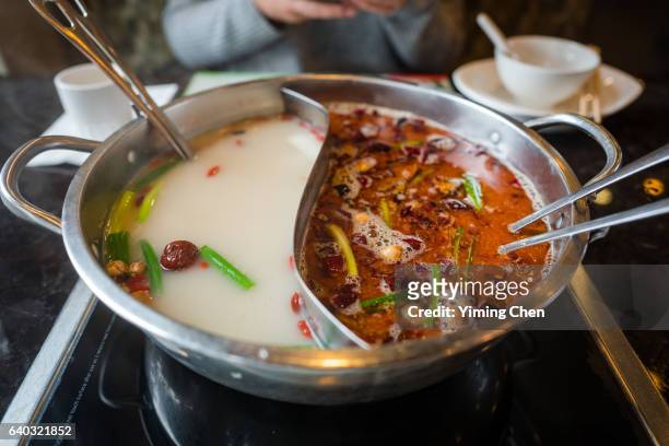 hot pot for the chinese new year - hot pots stock-fotos und bilder