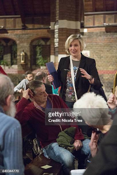 Labour MP Stella Creasy attends a meeting of her constituency party ahead of Wednesday's coming Brexit vote on January 29, 2017 in Walthamstow,...