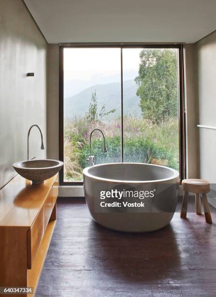 luxury bathroom in the winery retreat in chile - luxury bathroom stock-fotos und bilder