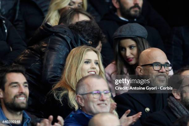 Pascal Obispo and his wife Julie Hantson attend the French Ligue 1 match between Paris Saint Germain and Monaco at Parc des Princes on January 29,...