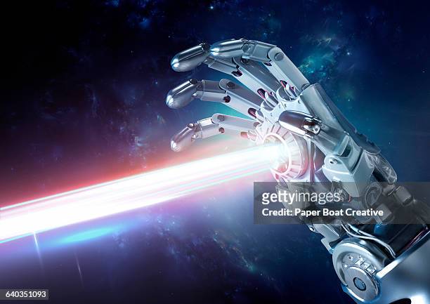 strong laser beams projecting out of the palm - space war stock pictures, royalty-free photos & images