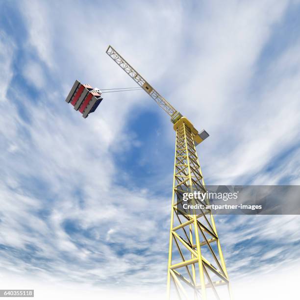 crane against sky - ray tracing stock pictures, royalty-free photos & images