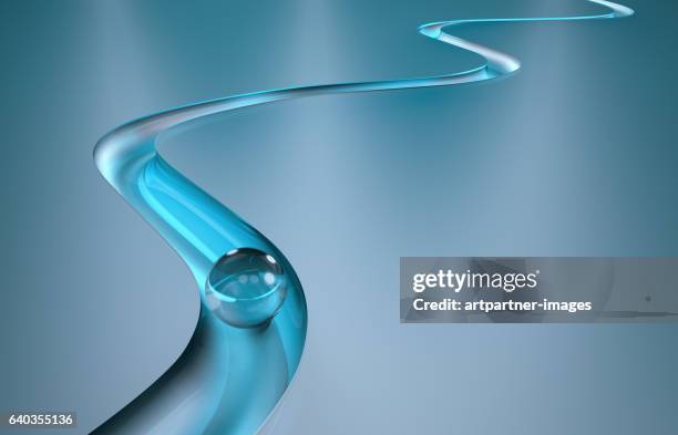 glass sphere in an shaped path - raytracing stockfoto's en -beelden