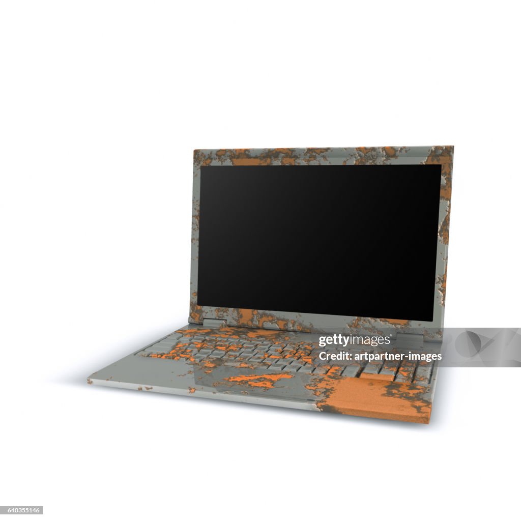 Laptop on white background, computer illustration