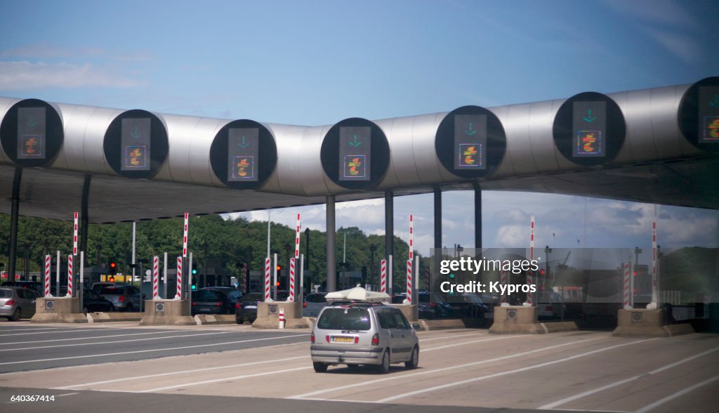 Europe, France, Paris, View Of French Autoroute (Highway) Pay Toll
