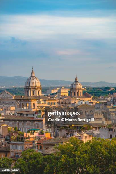 view of the old town and cupolas at sunset. rome, italy. - rome italy skyline stock pictures, royalty-free photos & images