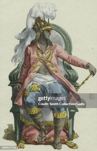 Full body drawing of Amar, Queen of Ouidah , a city on the coast of current day Benin, 1849. From the New York Public Library. .