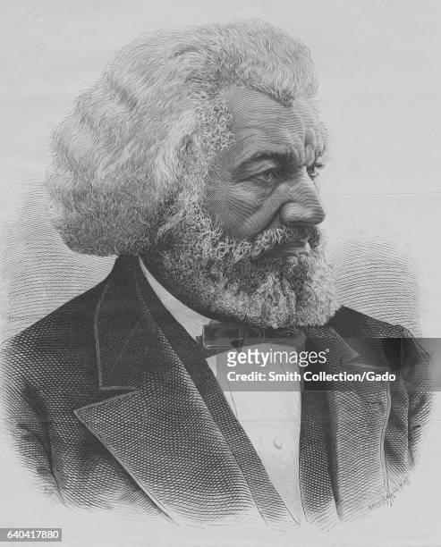 Chest up portrait of Frederick Douglas, an African American social reformer, abolitionist, and writer, 1884. From the New York Public Library. .