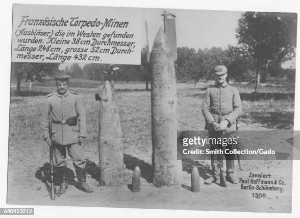 French torpedos found and confiscated by the German army on the western front during World War I, 1915. From the New York Public Library. .
