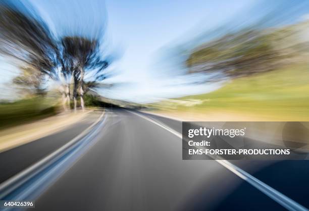 car driver's pov - onboard a car - bulb / long exposure - cape town 2017 - shot-1-2: driving uphill and streaking trees - punto di vista del guidatore foto e immagini stock