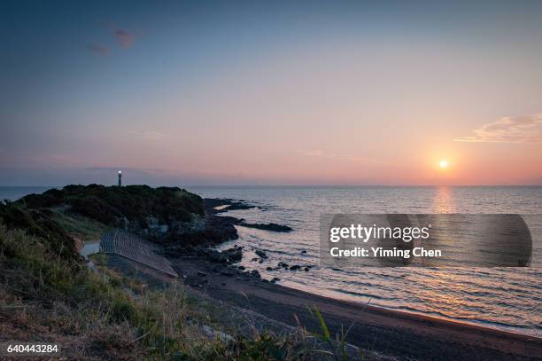 lighthouse of cape nagasaki-bana - 指宿市 fotografías e imágenes de stock