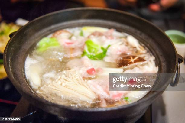 satsuma black pork shabu shabu - hot pots stock pictures, royalty-free photos & images