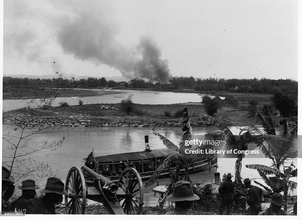 American Soldiers Watching Boat During Philippine Insurrection